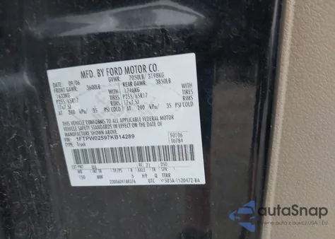 2007 Ford F-150 Xlt из США, поврежденный, VIN 1FTPW02597KB14289